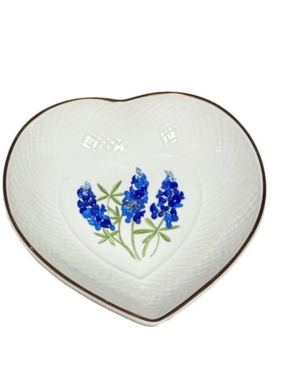 Stoke on Trent England Classic Fine Bone China Gold Rim Bluebonnets Trinket Dish